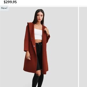 Belle & Bloom Medium oversized coat with hood. Rust/ Carmel color
